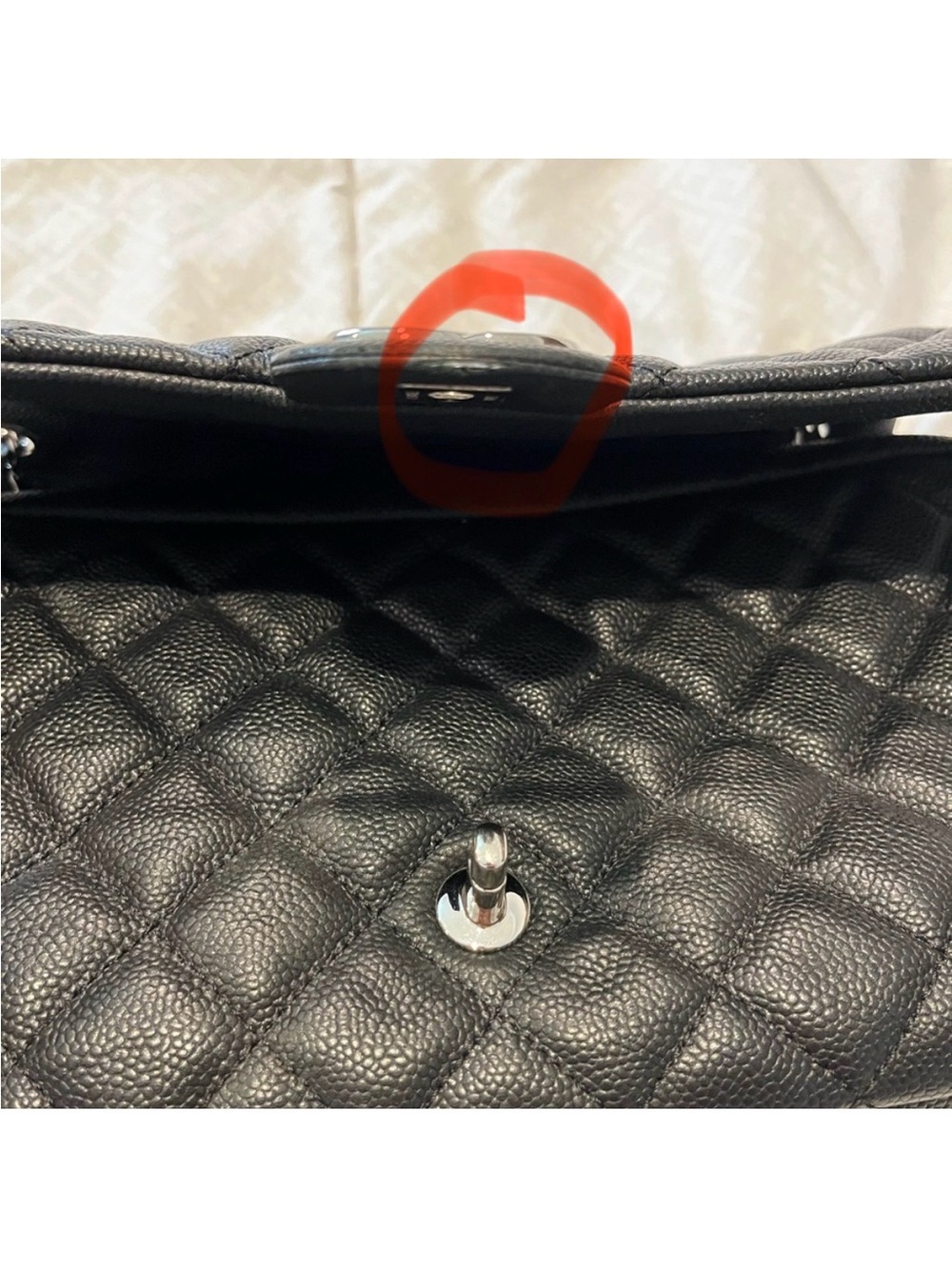 Authentic CHANEL flap bag. Black Caviar leather. Silver hardware. - Picture 13 of 15